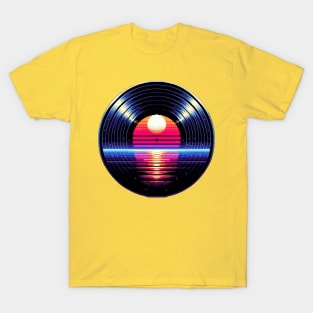 Vinly LP Music Record Sunset T-Shirt